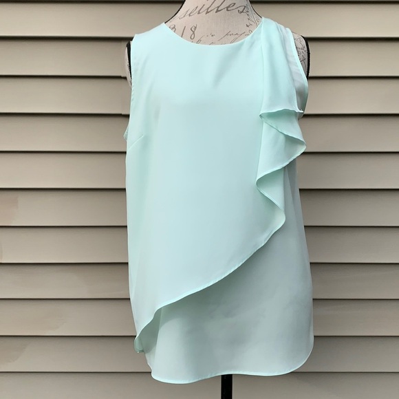 Apt 9 Sleeveless Ruffled Overlay - Moonlight Jade - Picture 1 of 15